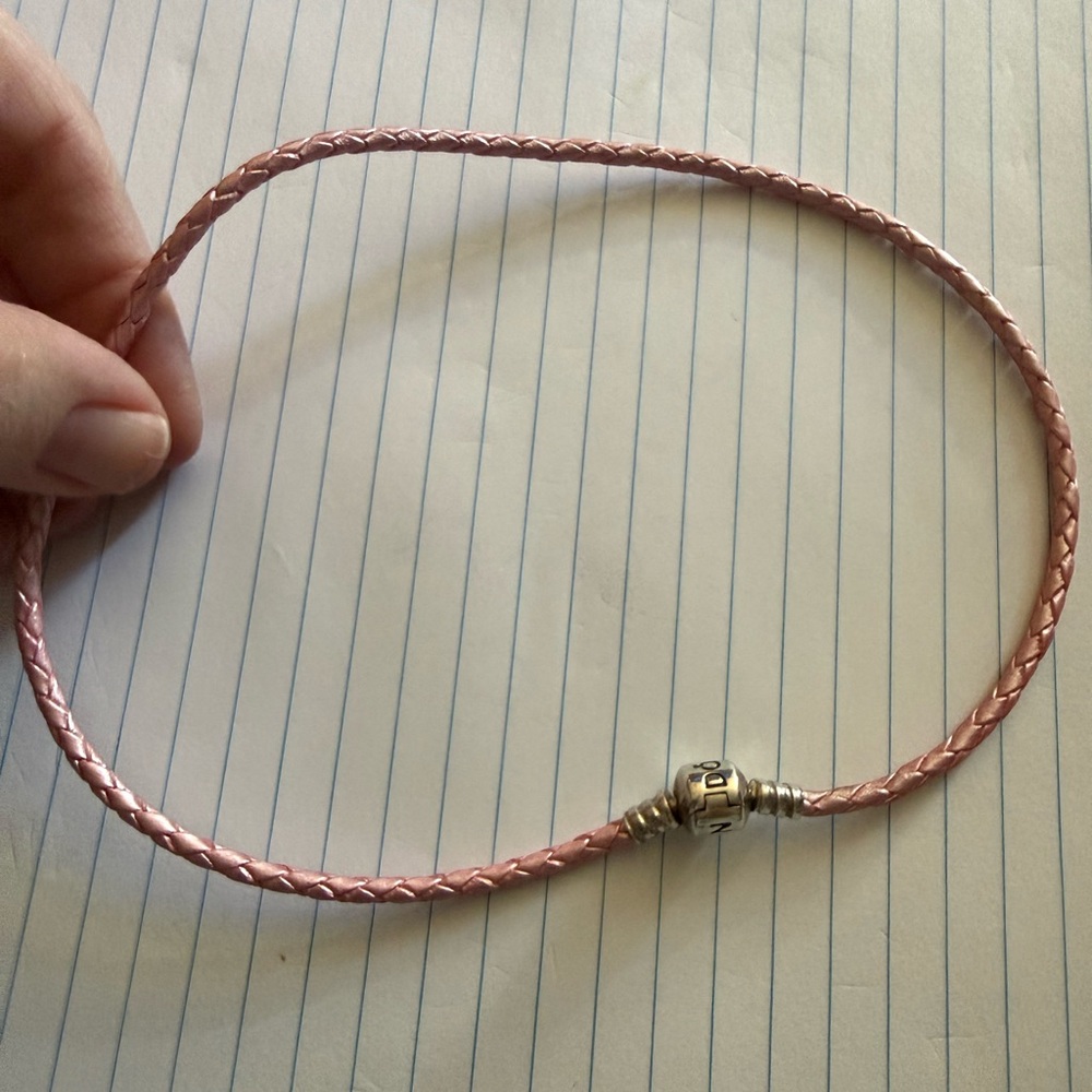 Pandora Honeysuckle Pink Braided double wrap bracelet, sterling silver